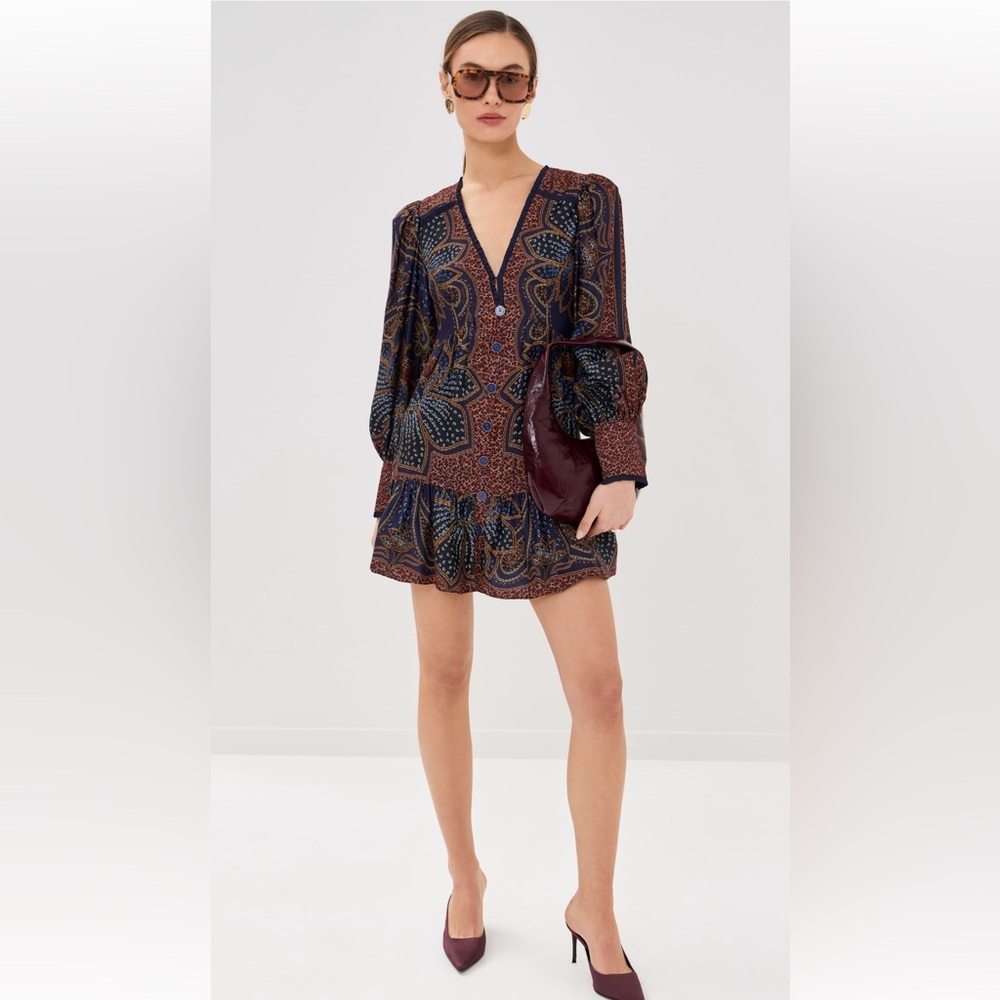FARM Rio Floral Glam Blue Mini Dress